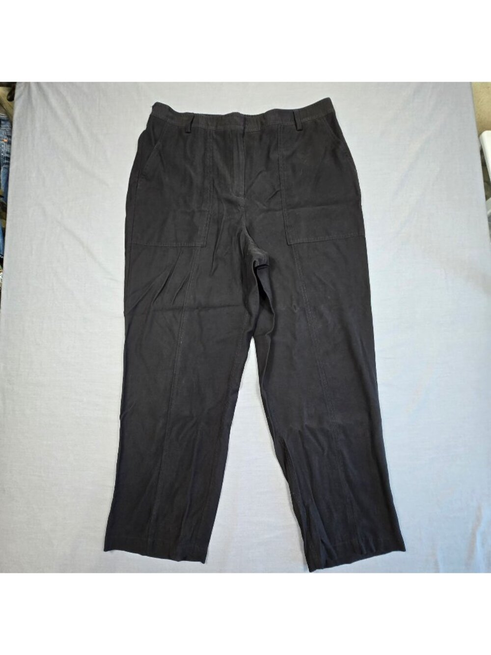 Nine West XL Womens Cargo Pants Black Elastic Waist Lightweight Relaxed Fit